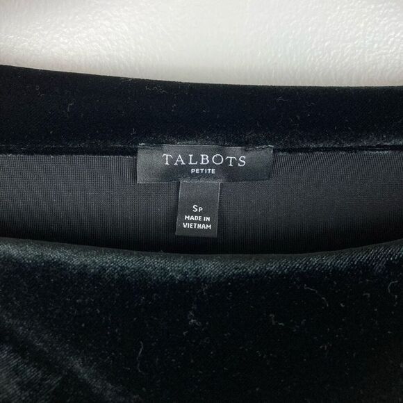 Talbots Black Velvet Off the Shoulder Stretch Top Petite PS Romantic Mob‎ Wife - Picture 2 of 7